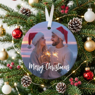 Joyeux Noël Photo de couple aux étincelles romanti
