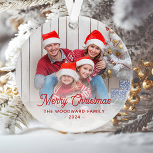 Joyeux Noël Photo de famille écriture rouge