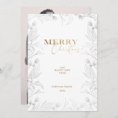 Joyeux Noël Photo Gold Calligraphy Carte (Devant / Derrière)