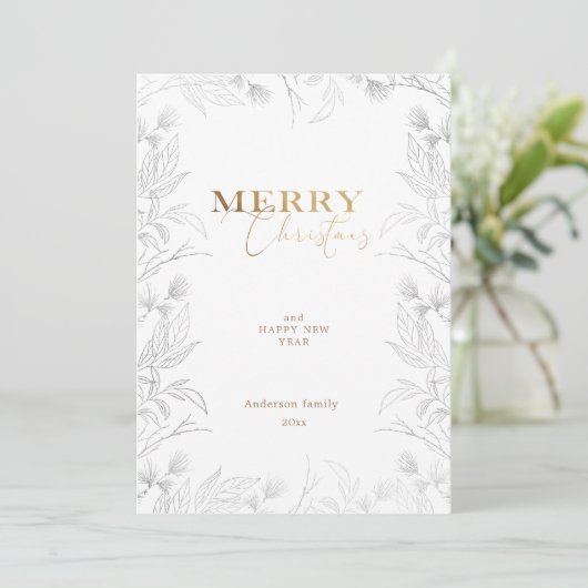 Joyeux Noël Photo Gold Calligraphy Carte (Debout devant)