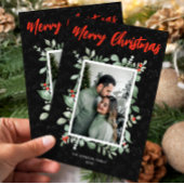 Joyeux Noël Photo Noir Élégante Carte de Vœux