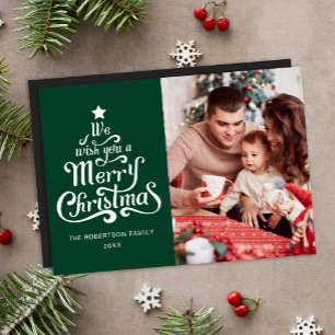 Joyeux Noël photo verte carte de jour férié