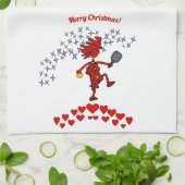 Joyeux Noël Pickleball Serviettes de cuisine (Plié)