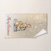 Joyeux Noël, Pine Tree Cats Snowflakes (Serviette à main)