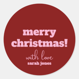 Joyeux Noël Pink Typographie Stickers Retro