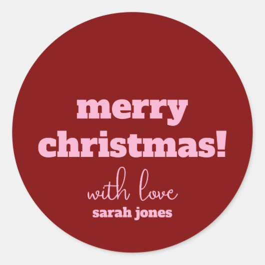 Joyeux Noël Pink Typographie Stickers Retro (Devant)