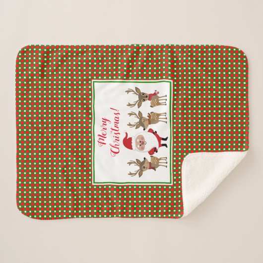 Joyeux Noël Plaid Père Noël Reindeer Mignonne Holi (Devant (Horizontal))