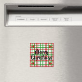 Joyeux Noël Plaid Red Bows Magnet de cuisine (In Situ (Lave-vaisselle))