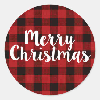 Joyeux Noël Plaid | Stickers ronds