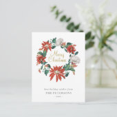 Joyeux Noël Poinsettia Fleurs Carte de couronne (Debout devant)
