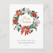 Joyeux Noël Poinsettia Fleurs Carte de couronne (Devant)