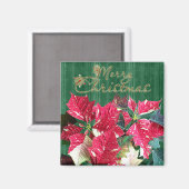 Joyeux Noël Poinsettia Magnet (Recto/Verso)