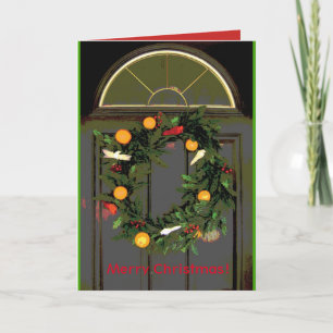 Joyeux Noël Porte Wreath carte de voeux