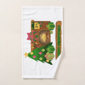 Joyeux Noël près de la cheminée bonfire xmas arbre (Serviette à main)