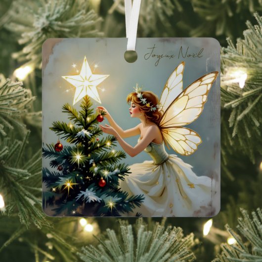 Joyeux Noël | Pretty Fairy Personalized Christmas Metalen Ornament (Insitu)
