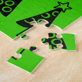 Joyeux Noël Puzzle Noir Arbres verts (Côté)