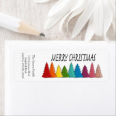 Joyeux Noël Rainbow arbres étiquette de vacances (En situation)