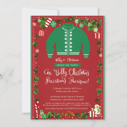 Joyeux Noël Red & Green Invitation (Dos)