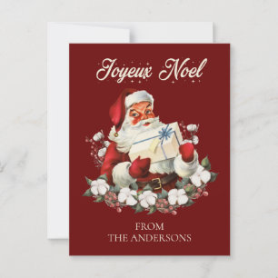 Joyeux Noel Red Kerstmis Vintage Santa Briefkaart