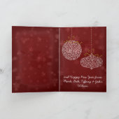 Joyeux Noël Red Stars Carte d'ornements blancs (Intérieur)