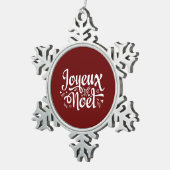 Joyeux Noel Red Tin Sneeuwvlok Ornament (Rechts)