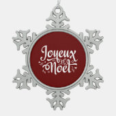 Joyeux Noel Red Tin Sneeuwvlok Ornament (Voorkant)