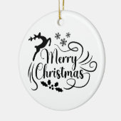 Joyeux Noël Reindeer Ornement noir & blanc (Gauche)