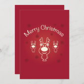 Joyeux Noël Reindeers Fête Invitation (Devant / Derrière)