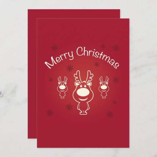 Joyeux Noël Reindeers Fête Invitation (Devant / Derrière)
