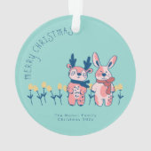 Joyeux Noël – Renne et lapin sur fond sarcelle (dos)