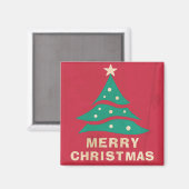Joyeux Noël Retro Arbre Magnet (Recto/Verso)