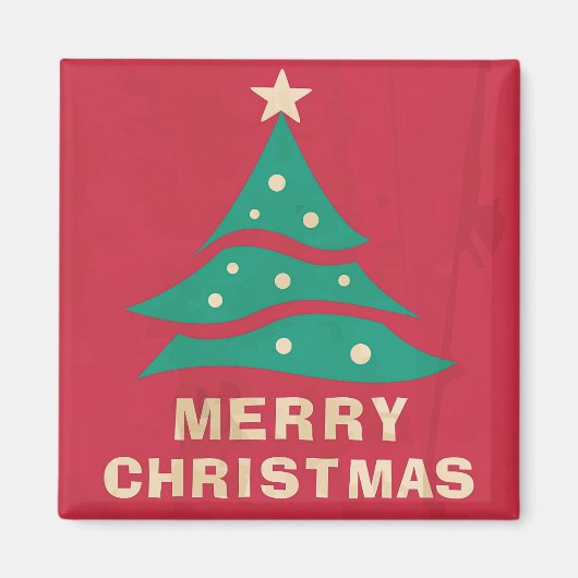 Joyeux Noël Retro Arbre Magnet (Devant)