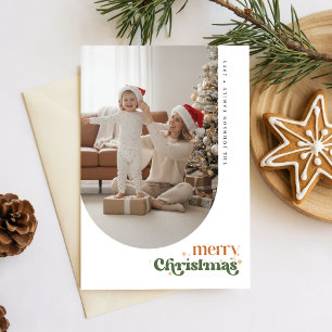 Joyeux Noël Rétro Photo de Famille Heureuse Carte
