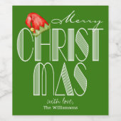 Joyeux Noël Retro Typographie Étiquette de vin ver (Étiquettes simples)