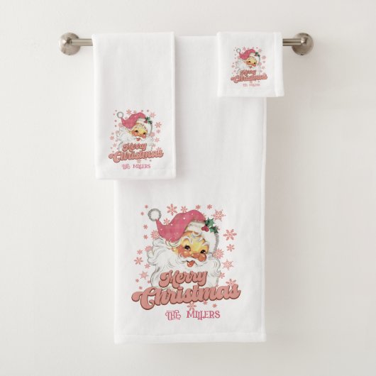 Joyeux Noël Retro Typographie Père Noël Pink Casqu (En situation)