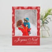Joyeux Noël Rode Kerstdecoratie Foto Vakantie Feestdagenkaart (Staand voorkant)