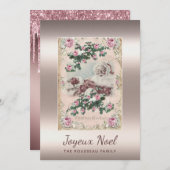 Joyeux Noel Roos Goud Kerstmis (Voorkant / Achterkant)