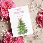 Joyeux Noël rose et vert minima carte de vacances