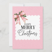 Joyeux Noël rose floral Bande de neige Carte de va (Devant)