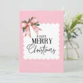 Joyeux Noël rose floral Bande de neige Carte de va (Debout devant)