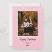 Joyeux Noël rose floral Bande de neige Carte de va (Dos)