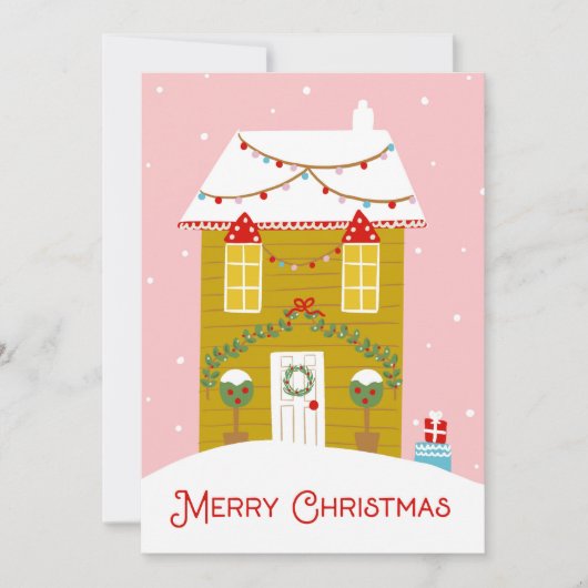 Joyeux Noël rose pain d'épices Carte de la maison (Devant)