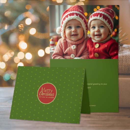 Joyeux Noël Rouge Ajouter photo Carte de vacances 