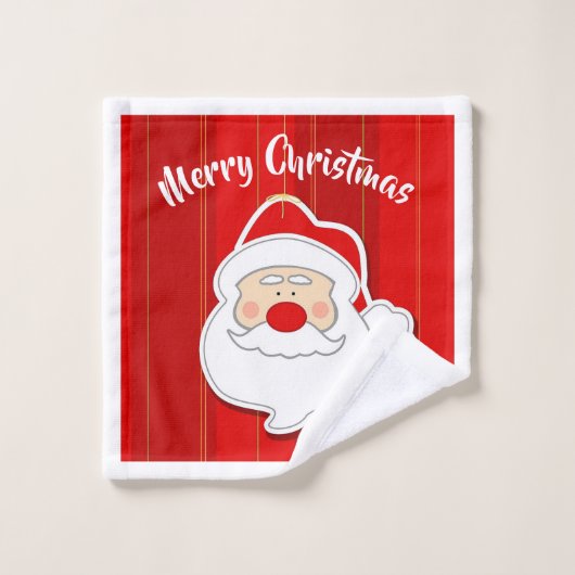 Joyeux Noël rouge avec ensemble de serviettes de b (Gant de toilette)