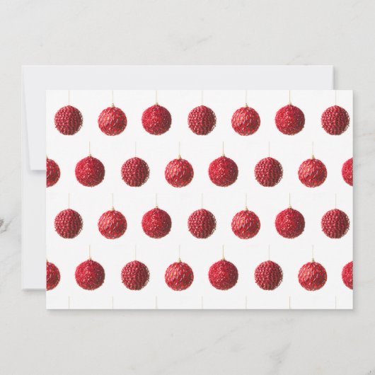 Joyeux Noël Rouge Baubles carte à plat avec texte (Dos)