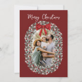 Joyeux Noël Rouge Bow photo Carte de vacances (Devant)
