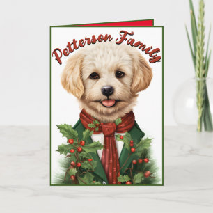 Joyeux Noël rouge : carte adorable de chiot