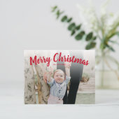 Joyeux Noël rouge Carte photo, horizontal (Debout devant)