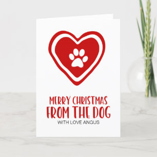 Joyeux Noël rouge de la carte de Noël de chien