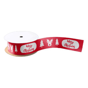 Joyeux Noël Rouge décoré en ruban satin